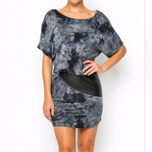 Venus Dress Black Gray Tie Dye Print Loose On Top Fit On Bottom Pullover…